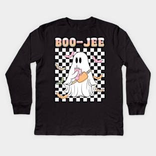 Spooky Season Cute Ghost Halloween Costume Boujee Boo-Jee Kids Long Sleeve T-Shirt